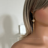 Extra Long Planet Drop earrings - Universe statement earrings - galaxy dangle earrings - unique dangle